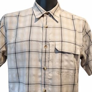 2/$20 The North Face Beige Plaid Button Front Shirt Large Short Sleeves